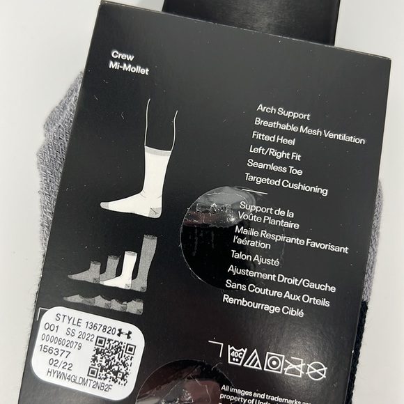 Under Armour NWT men’s crew socks 1 pair 8.5-13 - Picture 5 of 5